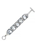 Vince Camuto Glam Punk Silver Light Rhodium Plated Base Metal Glass Trapezoid Stone Link Bracelet - Silver