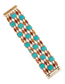 Lucky Brand Gold Tone Plastic Cuff Bracelet - Turquoise