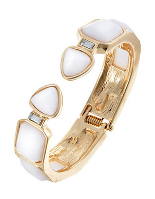 Kensie Hinged Stone Cuff Bracelet - White
