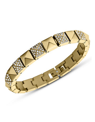 Michael Kors Gold Tone With Clear Pave Pyramid Tennis Bracelet - Gold