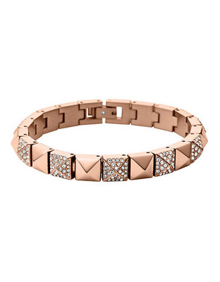 Michael Kors Rose Gold Tone With Clear Pave Pyramid Tennis Bracelet - Rose Gold