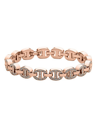 Michael Kors Rose Gold Tone With Clear Pave Maritime Link Tennis Bracelet - Pink