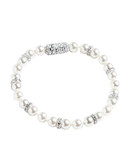 Nadri 6mm Pearl With Pave Crystal Rond Bracelet - White
