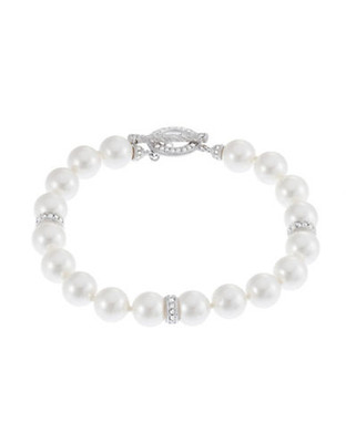 Nadri 8mm Pearl Bracelet with Pave Toggle - Pearl