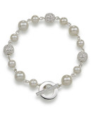 Carolee Crystal Fireball And White Pearl Bracelet - Silver