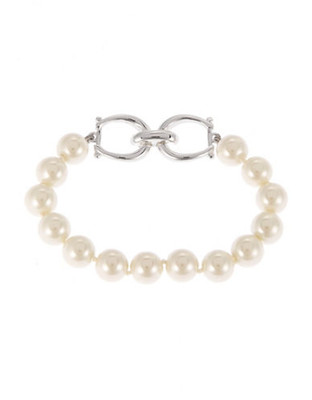 Lauren Ralph Lauren 10Mm Faux Pearl Bracelet - White Pearl/Silvertone