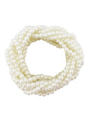 Cezanne Multi Row Faux White Pearl Bracelet - White
