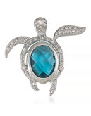 Carolee Treasure of the Sea Pin Silver Tone Crystal  Brooch - Blue