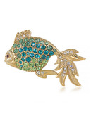Carolee Majestic Sea Dweller Pin Gold Tone Crystal  Brooch - Blue