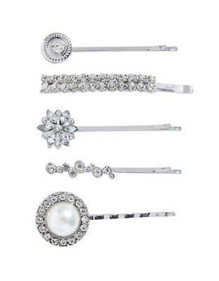 Expression Five Piece Bejewelled Bobby Pin Set - Silver