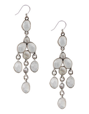 Lucky Brand Silver Tone Semi-Precious Stone Chandelier Earring - Silver