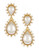 Kenneth Jay Lane Drop Pearl Clip-On Earrings with Crystals - Gold
