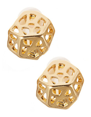 Kara Ross Gold Tone Cut Out Clip On Earrings - Gold