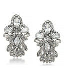Carolee Nox Crystal Ornate Clip On Earrings Silver Tone Crystal Clip On Earring - Silver