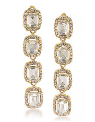 Carolee Hera Gold Linear Clip On Earrings Gold Tone Crystal Clip On Earring - Gold
