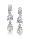 Carolee The Lily Floral Pearl Linear Drop Clip On Earrings - White