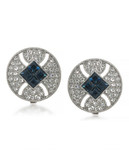 Carolee Selene Silver Round Clip On Earrings Silver Tone Crystal Clip On Earring - Blue