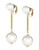 Kenneth Jay Lane Double Pearl Clip On Earrings - Gold