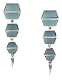 Vince Camuto Blue Steel Silver Silver Plated Epoxy Clip On Earring - Silver