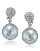 Carolee The Kim Charcoal Crystal and Pearl Drop Clip On Earrings - Grey