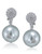 Carolee The Kim Charcoal Crystal and Pearl Drop Clip On Earrings - Grey