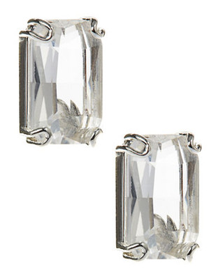 Lauren Ralph Lauren Rectangular Crystal Clip On Earrings - Silver