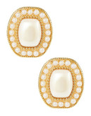 Carolee Faux Pearl Rectangular Clip On Earrings - white