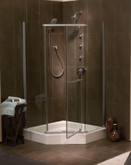 Sorrento 42 Inch Acrylic Frameless Neo-Angle Shower Door & Base