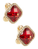 Anne Klein Faux Gems Pave Clip On Earrings - Red