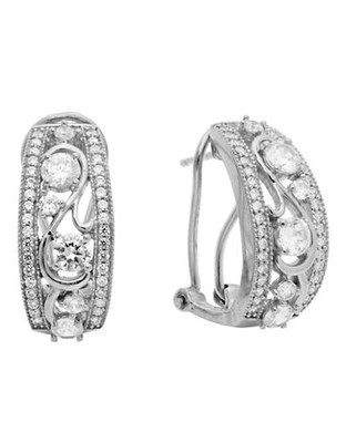 Crislu Vine and Lacey Platinum Plated Cubic Zirconia Drop Earring - Silver