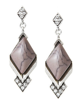 Gerard Yosca Diamond Stone Drop Earrings - Silver
