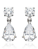 Crislu 8.00 cttw Round Stud and Pear Shaped Cubic Zirconia Drop Earrings - Silver