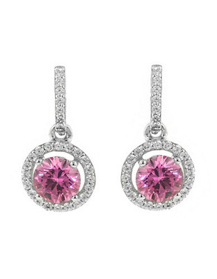 Flawless Pink Drop Halo Earring - Pink