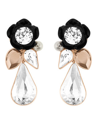 Swarovski Bouquet Pierced Earrings - Rose Gold