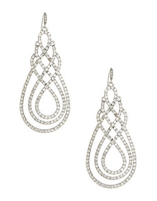 A.B.S. By Allen Schwartz Pave Scroll Drop Earrings - Silver