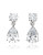 Crislu 3.00 cttw Round Stud and Pear Shaped Cubic Zirconia Drop Earrings - SILVER