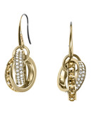 Michael Kors Gold Tone, Clear Pave And Colorado Topaz Baguette Link Charm Drop Earrings - Gold