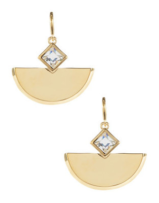 Trina Turk Stone and Crescent Drop Earrings - Gold