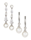 Nadri Set of Two Faux Pearl Earrings - Grey