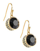 Trina Turk Enamel Border Stone Drop Earrings - Black