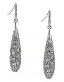 Vince Camuto Glam Punk Silver Light Rhodium Plated Base Metal Glass Pave Skinny Tearop Earring - Silver