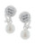 Carolee Crystal Fireball and Pearl Drop Clip On Earrings - White