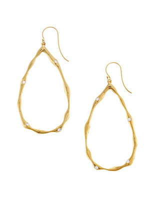 Nadri Gold Small Organic Teardrop with Stone Earrings - Gold