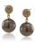 Carolee Gold Crystal And Cocoa Pearl Drop Pierced Earrings - DARK BROWN