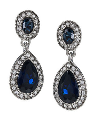 Carolee Simply Blue Double Drop Crystal Earring - Blue