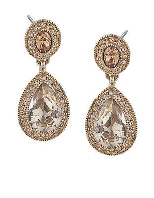 Carolee Topaz Crystal Double Drop Pierced Earrings - Gold