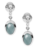 Skagen Denmark Blue Sea Glass Stainless Steel Earrings  Silver Tone Dangle Earring - Silver