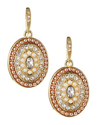 Carolee Pave Crystal and Bead Drop Earrings - gold