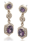 Carolee Simply Amethyst Triple Drop Pierced Earrings Gold Tone Crystal Drop Earring - Purple