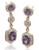 Carolee Simply Amethyst Triple Drop Pierced Earrings Gold Tone Crystal Drop Earring - Purple